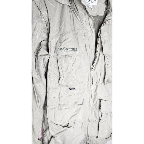Columbia Sportswear Beige Safari Utility Jacket Multi-Pocket Pop-Out Hood - Picture 6 of 16